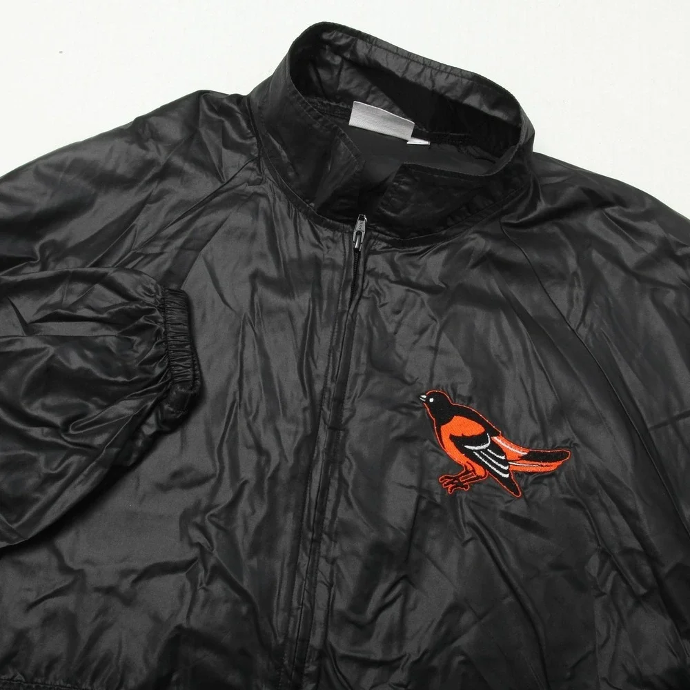 Vintage Baltimore Orioles Jacket Mens XL Black MLB Baseball Chalk Line Pullover